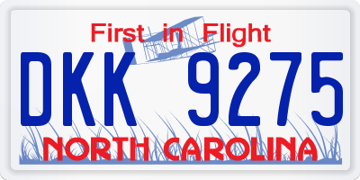 NC license plate DKK9275
