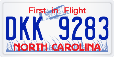 NC license plate DKK9283