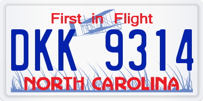 NC license plate DKK9314
