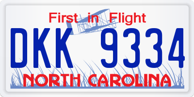 NC license plate DKK9334