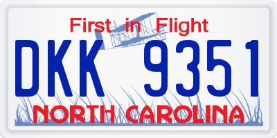 NC license plate DKK9351