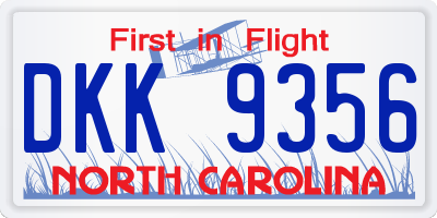 NC license plate DKK9356