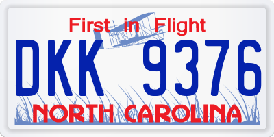 NC license plate DKK9376