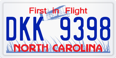 NC license plate DKK9398