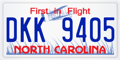 NC license plate DKK9405