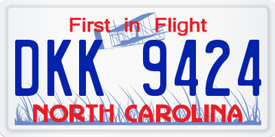 NC license plate DKK9424