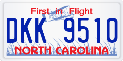 NC license plate DKK9510