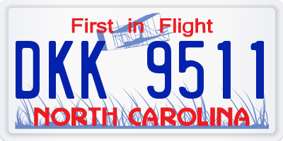 NC license plate DKK9511