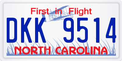 NC license plate DKK9514
