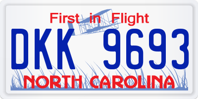 NC license plate DKK9693