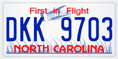 NC license plate DKK9703