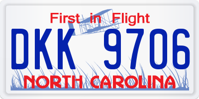 NC license plate DKK9706