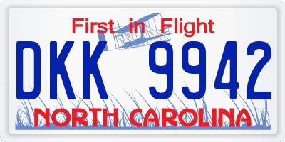 NC license plate DKK9942