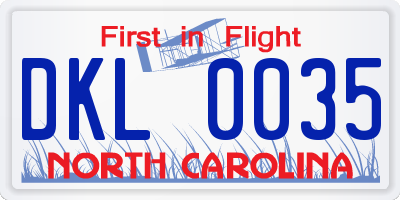 NC license plate DKL0035