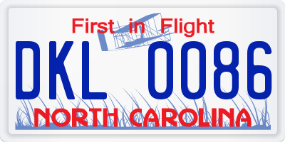 NC license plate DKL0086