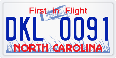 NC license plate DKL0091