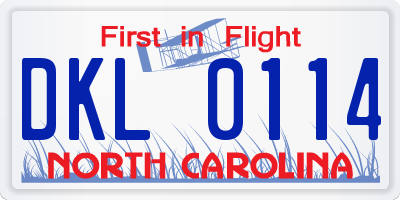 NC license plate DKL0114