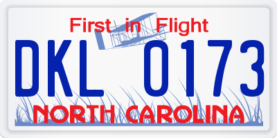 NC license plate DKL0173