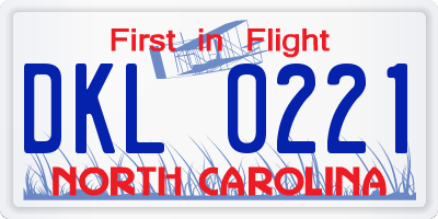 NC license plate DKL0221