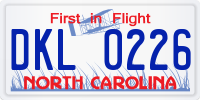 NC license plate DKL0226