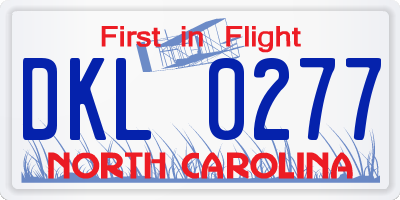 NC license plate DKL0277