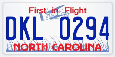 NC license plate DKL0294