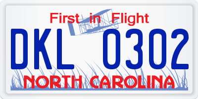 NC license plate DKL0302