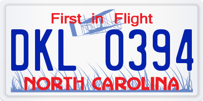 NC license plate DKL0394