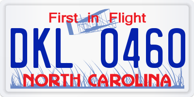 NC license plate DKL0460