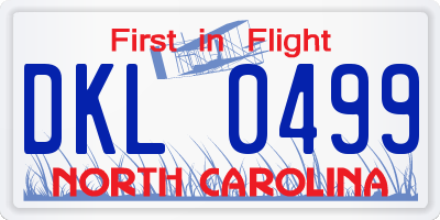 NC license plate DKL0499