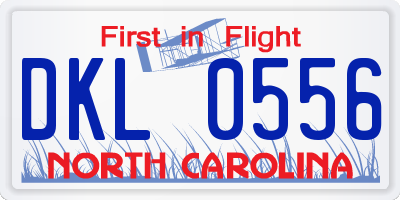 NC license plate DKL0556