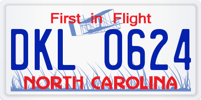 NC license plate DKL0624