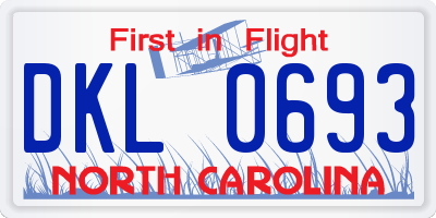NC license plate DKL0693