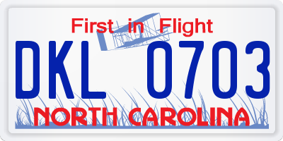NC license plate DKL0703