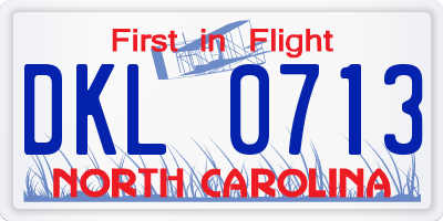 NC license plate DKL0713