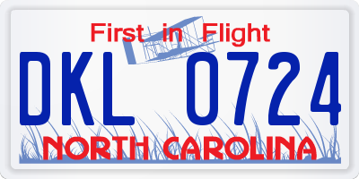 NC license plate DKL0724