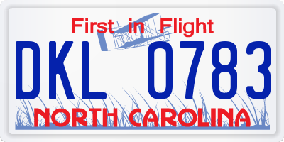 NC license plate DKL0783