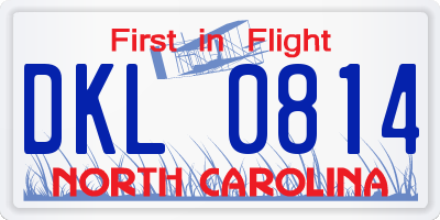 NC license plate DKL0814
