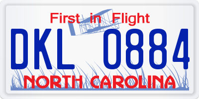 NC license plate DKL0884