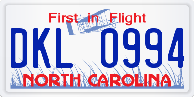 NC license plate DKL0994