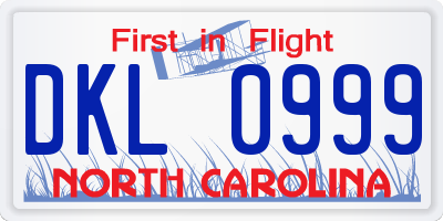 NC license plate DKL0999