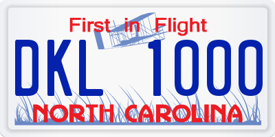 NC license plate DKL1000