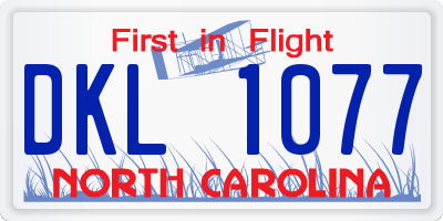 NC license plate DKL1077
