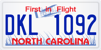NC license plate DKL1092