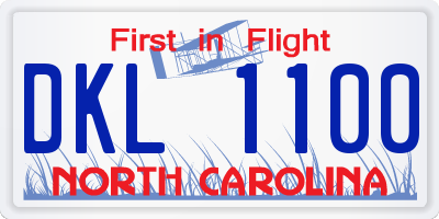 NC license plate DKL1100