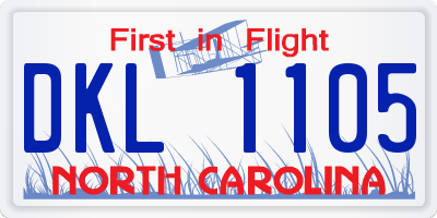 NC license plate DKL1105