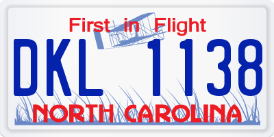 NC license plate DKL1138
