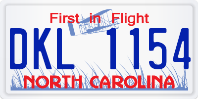 NC license plate DKL1154