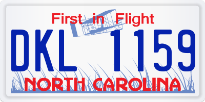 NC license plate DKL1159