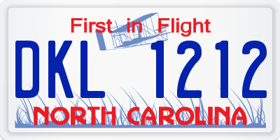 NC license plate DKL1212